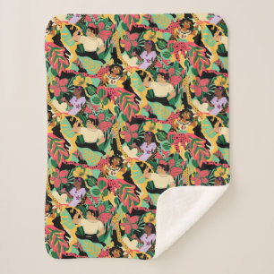 Encanto Colorful Floral Pattern Sherpa Blanket