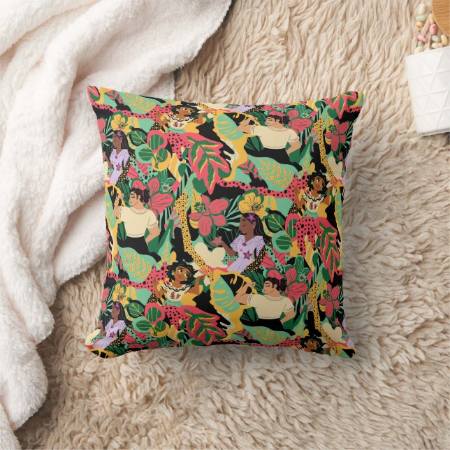 Encanto Colorful Floral Pattern Throw Pillow (Blanket)
