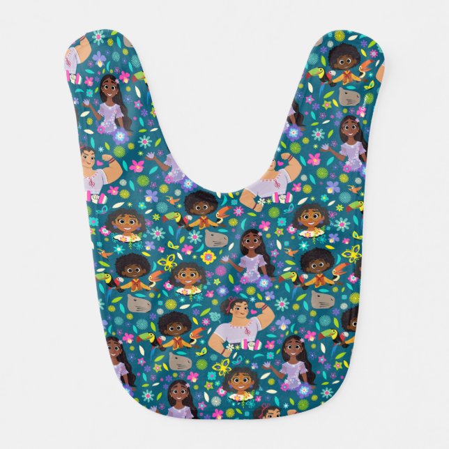 Encanto | Floral Character Pattern Baby Bib (Front)