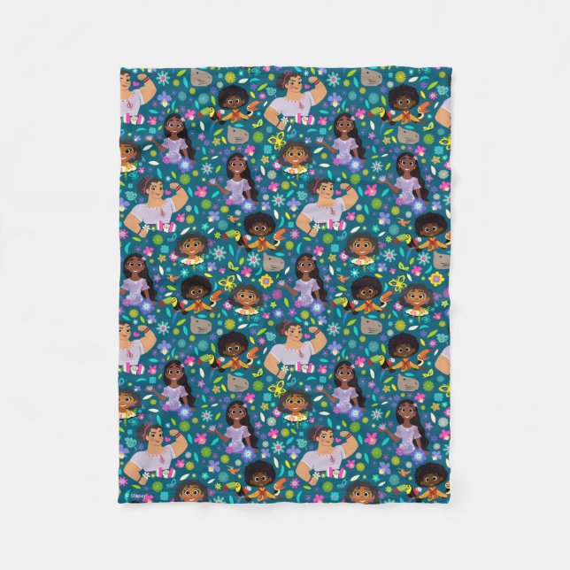 Encanto | Floral Character Pattern Fleece Blanket (Front)