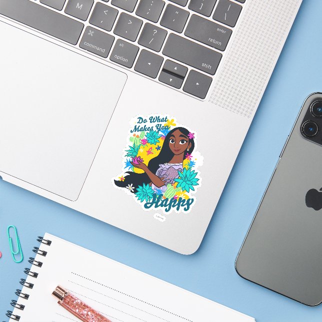 Encanto | Isabela - Do What Makes You Happy Sticker (Laptop w/ iPhone)
