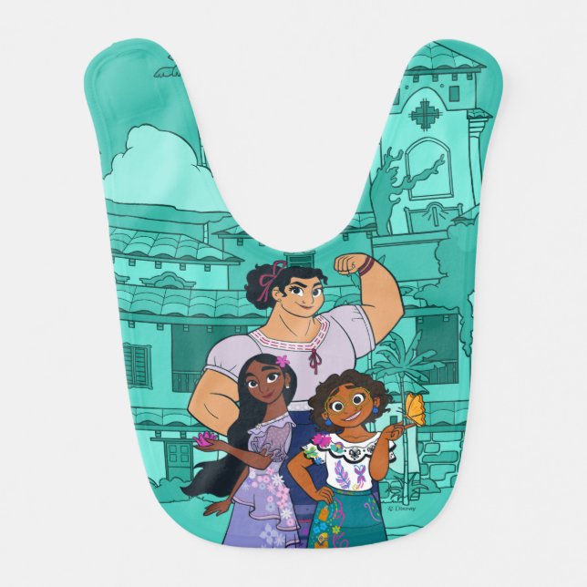 Encanto | Luisa, Isabela, & Mirabel Baby Bib (Front)