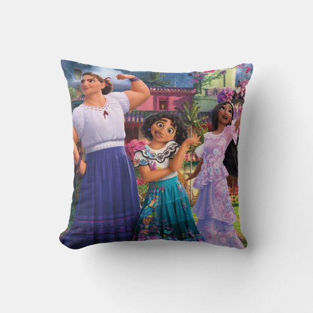 Encanto | Luisa, Mirabel, & Isabela Throw Pillow (Front)