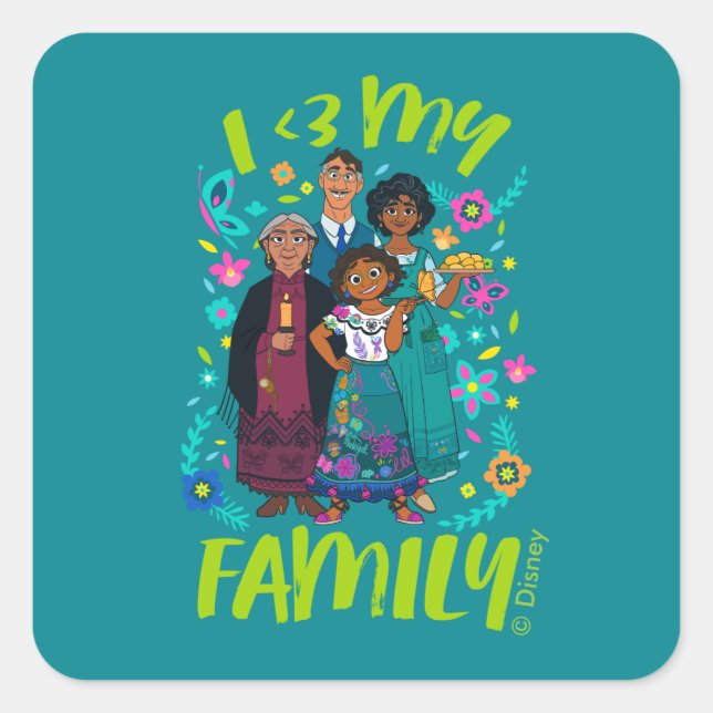 Encanto | Madrigal Family - I <3 My Family Square Sticker (Front)
