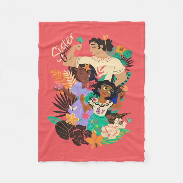 Encanto Sisters | Sister Goals Floral Graphic Fleece Blanket (Front)
