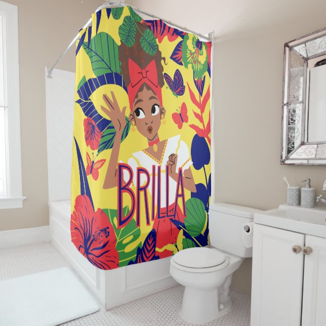 Encanto's Dolores | Floral Graphic Shower Curtain (In Situ)