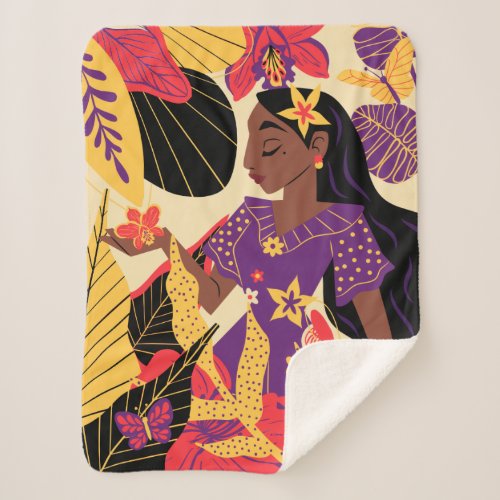 Encantos Isabela  Floral Graphic Sherpa Blanket