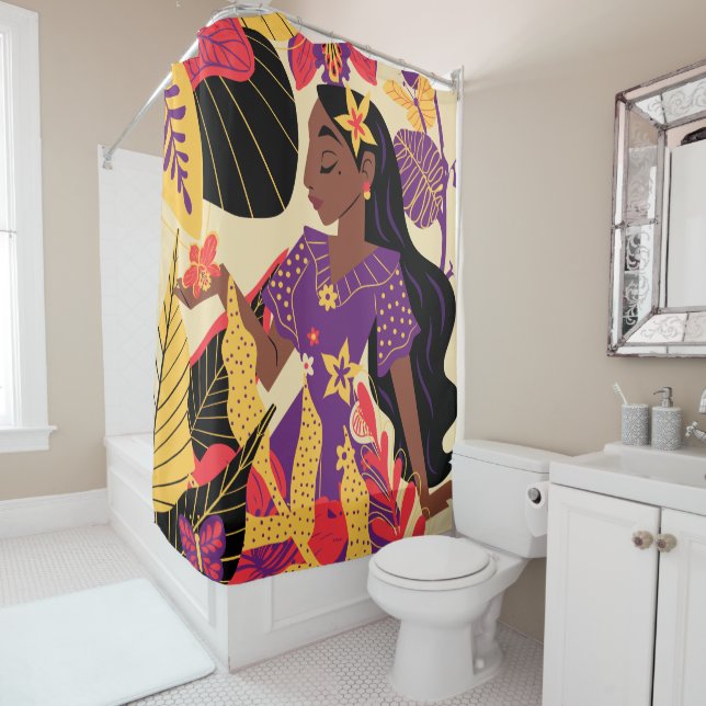 Encanto's Isabela | Floral Graphic Shower Curtain (In Situ)
