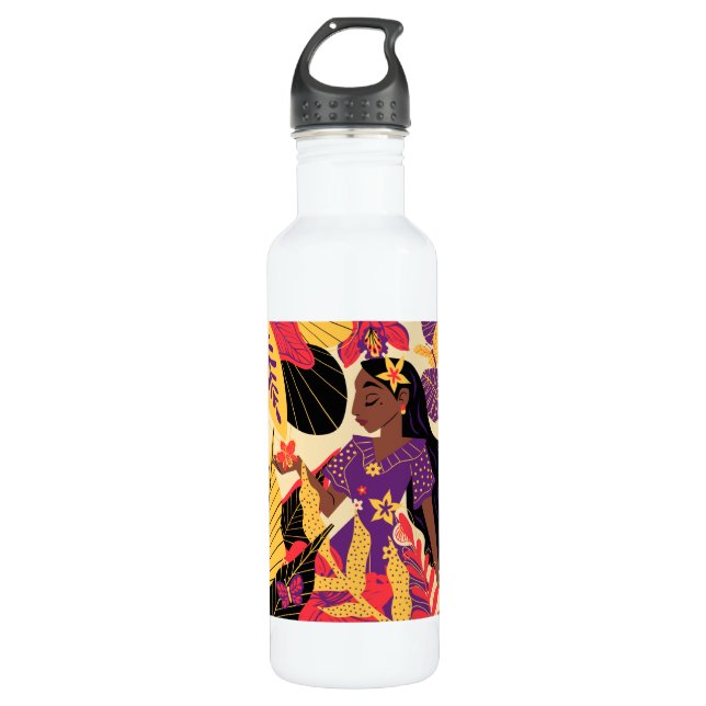 Encanto's Isabela | Floral Graphic Stainless Steel Water Bottle (Front)