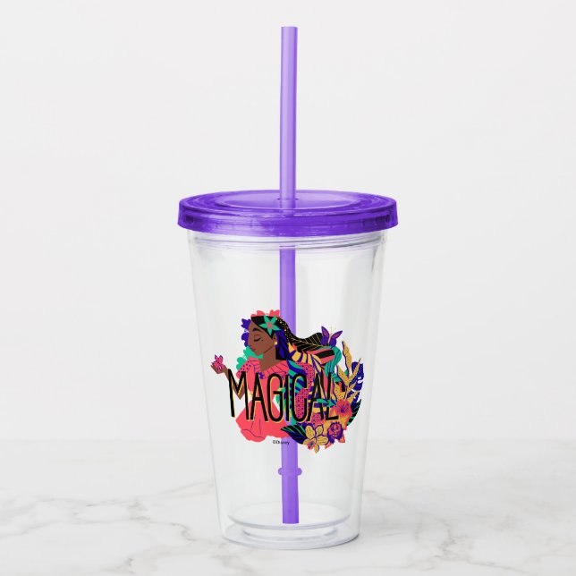 Encanto's Isabella | Magical Floral Graphic Acrylic Tumbler (Front)