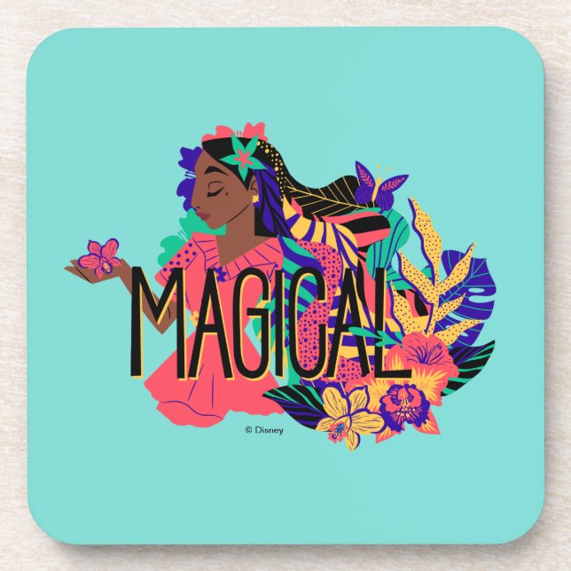 Encanto's Isabella | Magical Floral Graphic Beverage Coaster (Front)