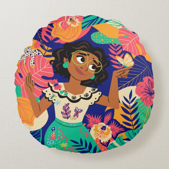 Encanto's Mirabel | Floral Graphic Round Pillow (Front)