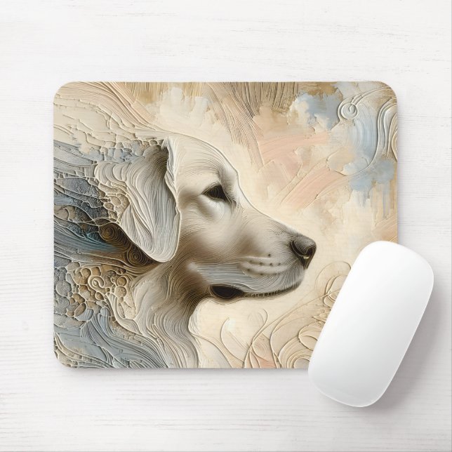 Encaustic Paint Portait of a Golden Retriever Mouse Pad (With Mouse)
