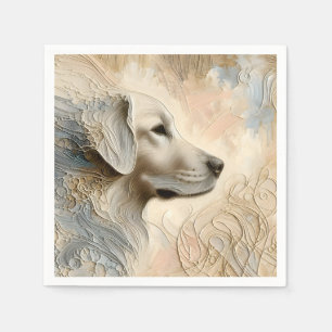 Encaustic Paint Portait of a Golden Retriever Napkins