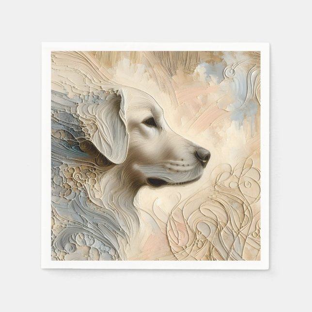Encaustic Paint Portait of a Golden Retriever Napkins (Front)