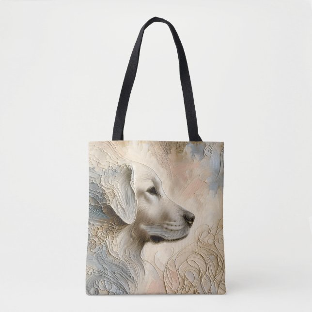 Encaustic Paint Portait of a Golden Retriever Tote Bag (Front)