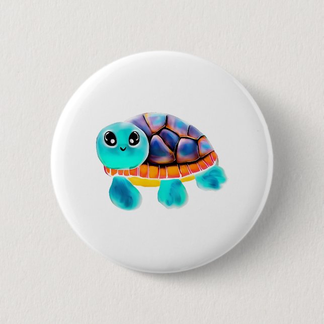 Encaustic painting turtle Copy Button (Front)