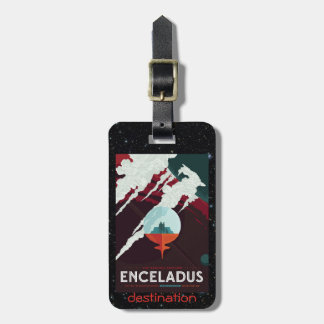 Enceladus Moon of Saturn retro space tourism ad Luggage Tag