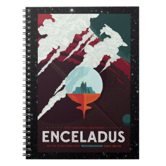 Enceladus Moon of Saturn retro space tourism ad Notebook