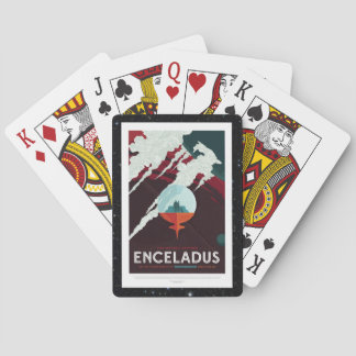 Enceladus Moon of Saturn retro space tourism ad Poker Cards