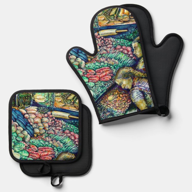 Enceladus Oven Mitt & Pot Holder Set (Front/Back)