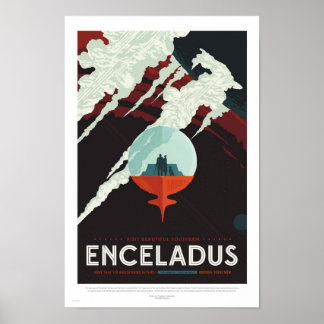 Enceladus - Retro NASA Travel Poster