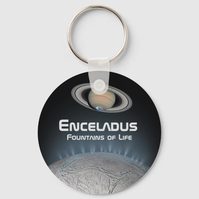 Enceladus Saturn Moon Fountains of Life Keychain (Front)