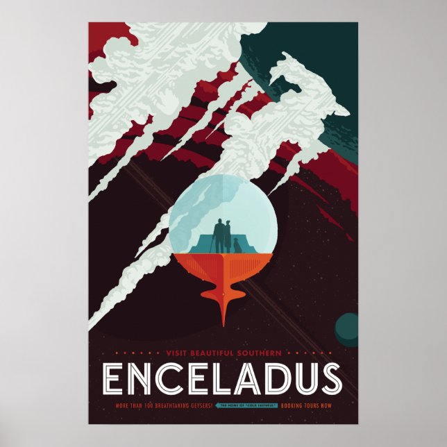Enceladus Vintage Space Travel Poster (Front)