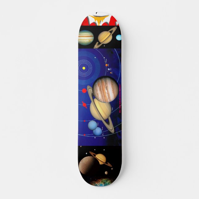"ENCELATUS & SATURN in SPACE" Skateboard Deck (Front)