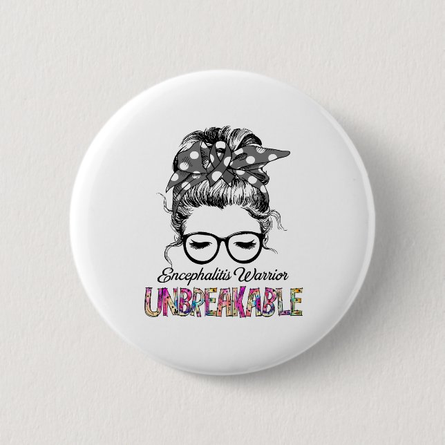 Encephalitis Awareness Ribbon Support Gifts Button (Front)