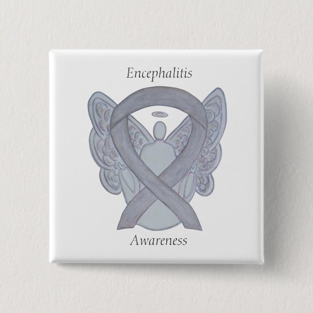 Encephalitis Silver Awareness Ribbon Angel Pins (Front)