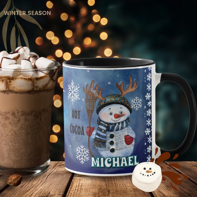 Enchanted Antlered Snowman Hot Cocoa Mug  (Enchanted Antlered Snowman Hot Cocoa Mug)