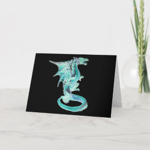 Enchanted Aqua Dragon Mythical Fantasy Artwork Card