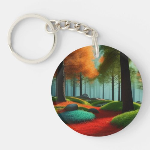 Enchanted Arboreal Palette A Captivating Forest  Keychain