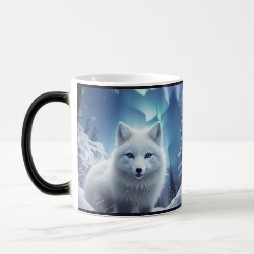 Enchanted Arctic Fox Snowy Forest  Northern Light Magic Mug