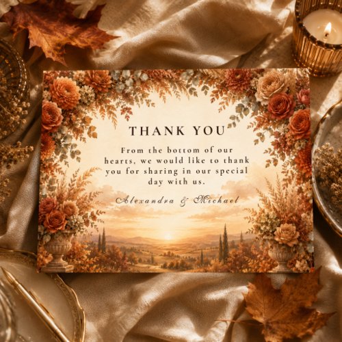 Enchanted Autumn Arch Wedding Thank You Card