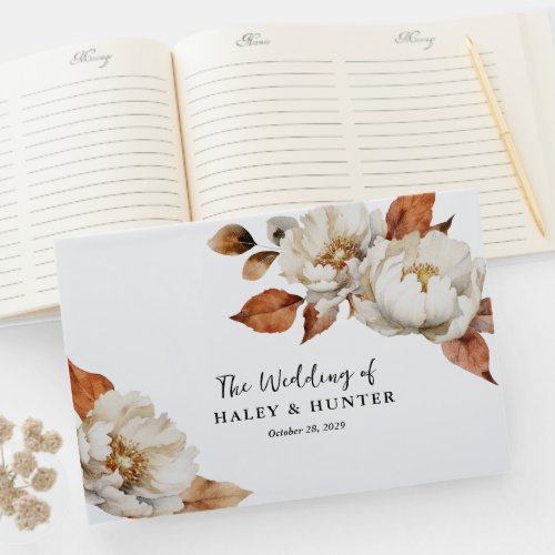 Enchanted Autumn Botanical Blooms Wedding Guest Book