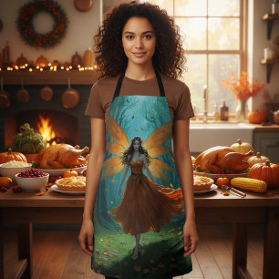 Enchanted Autumn Fairy Thanksgiving Fantasy Art Apron