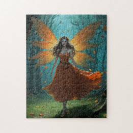 Enchanted Autumn Fairy Thanksgiving Fantasy Art Jigsaw Puzzle