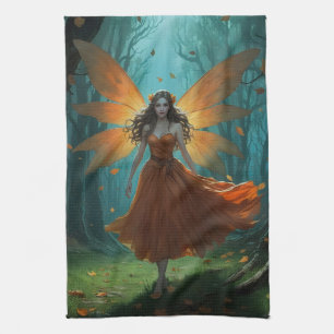 Enchanted Autumn Fairy Thanksgiving Fantasy Art Kitchen Towel