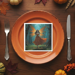Enchanted Autumn Fairy Thanksgiving Fantasy Art Napkins