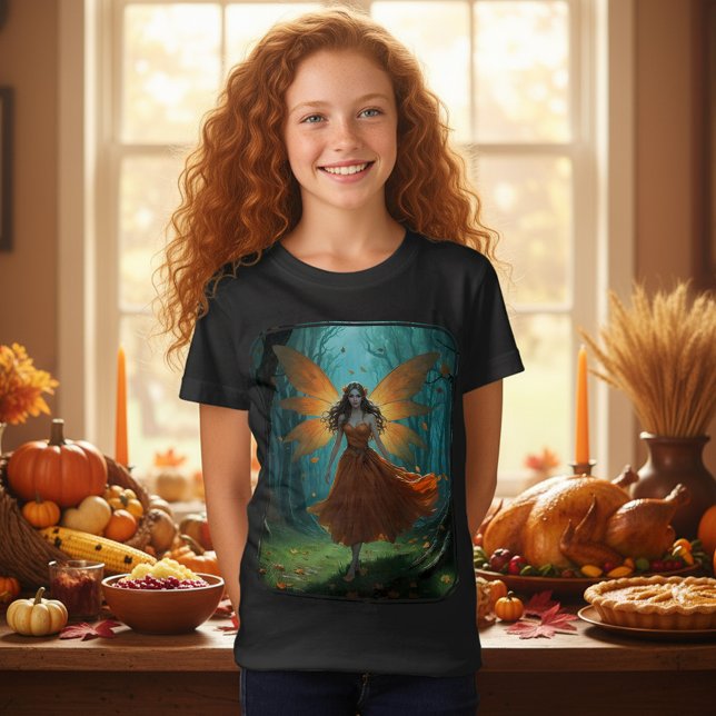 Enchanted Autumn Fairy Thanksgiving Fantasy Art T-Shirt (Creator Uploaded)