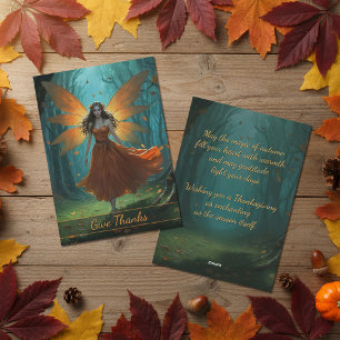 Enchanted Autumn Fairy Thanksgiving Greeting Holiday Card
