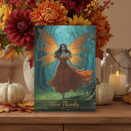Enchanted Autumn Fairy Thanksgiving Greeting Holiday Postcard