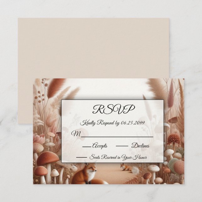 Enchanted Autumn Forest Foxes RSVP Card (Front/Back)
