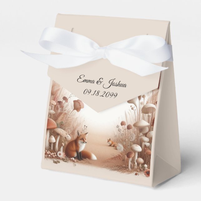 Enchanted Autumn Forest Foxes Wedding Favor Boxes (Front Side)