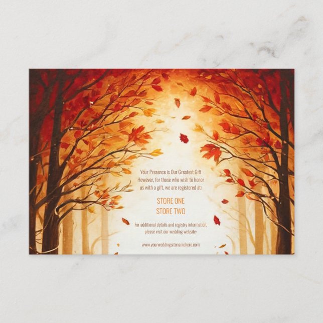 Enchanted Autumn Harvest Silhouette Wedding Enclosure Card (Front)