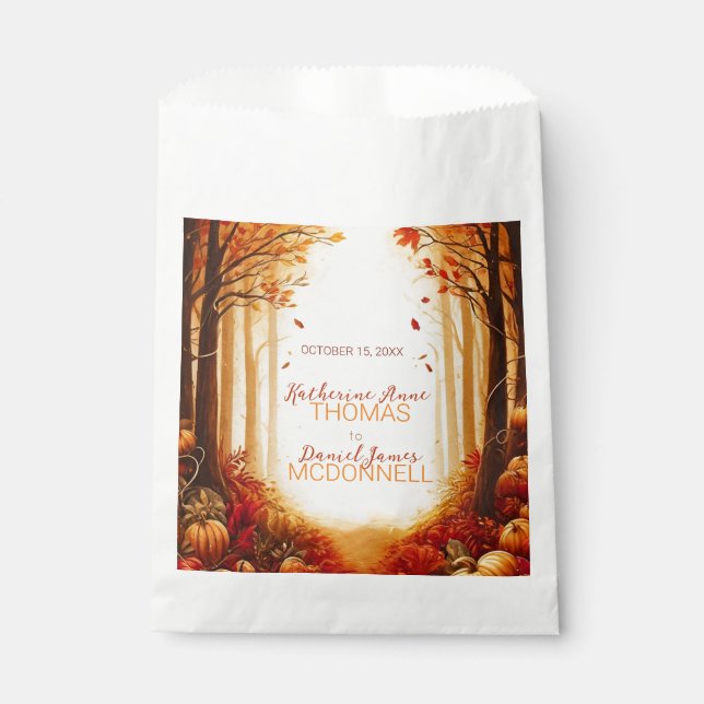Enchanted Autumn Harvest Silhouette Wedding Favor Bag (Front)