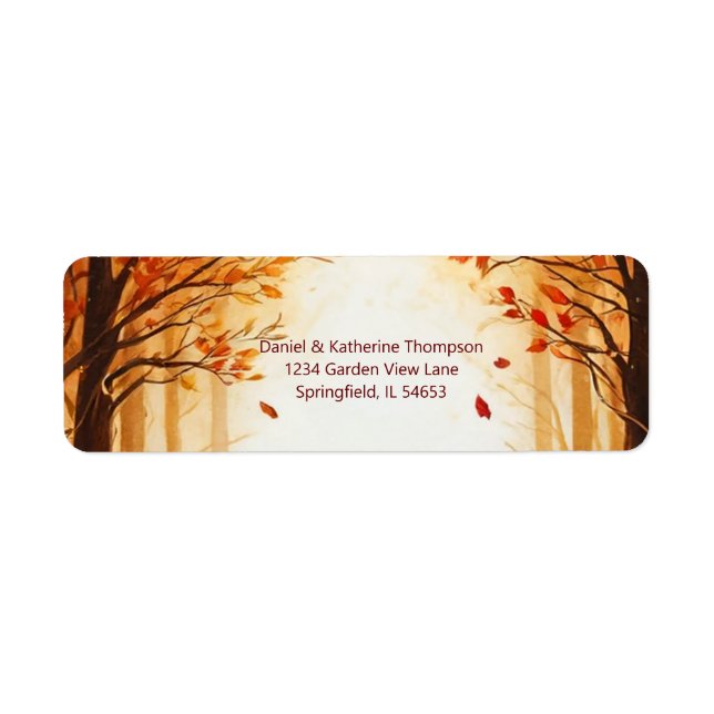 Enchanted Autumn Harvest Silhouette Wedding  Label (Front)