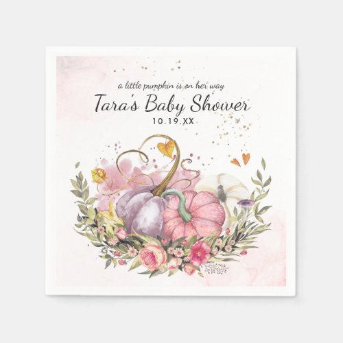 Enchanted Autumn Pumpkin Baby Shower Personalized Napkins